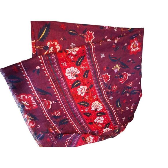 Old Navy Womens Floral Print Scarf Wrap One Size Polyester Burgundy Red - Picture 7 of 8